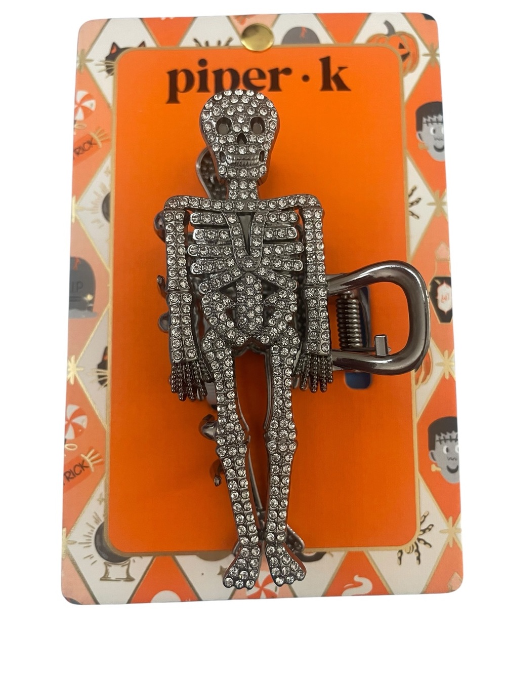 Piper K - Shiny Rhinestone Skeleton Hair Claw Clip Halloween Spooky Goth - NWT